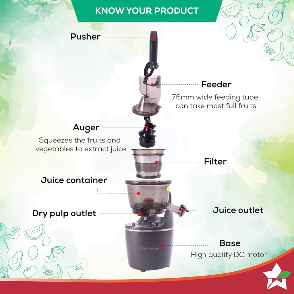 Juicers WONDERCHEF Regalia Slow Juicer - 240 W