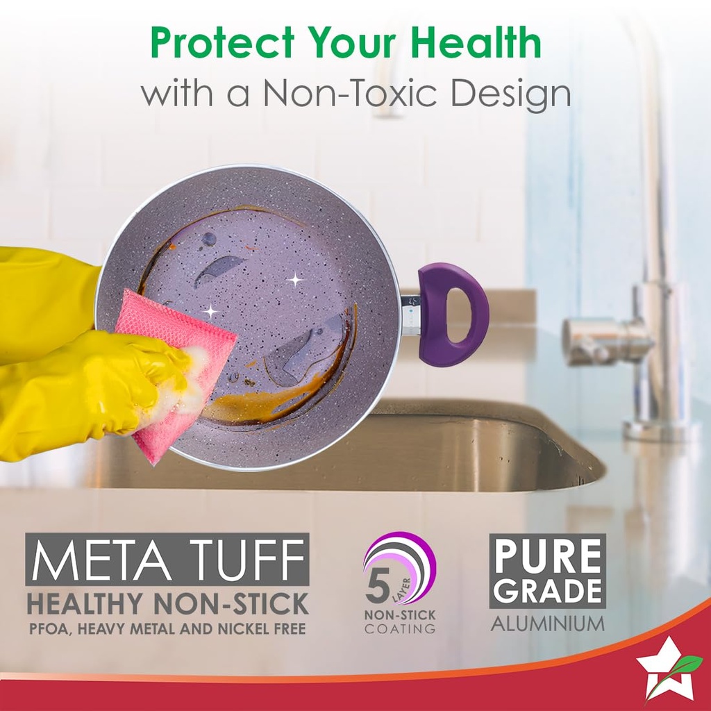 Kadhai with Lid 24 cm WONDERCHEF Royal Velvet Non-stick