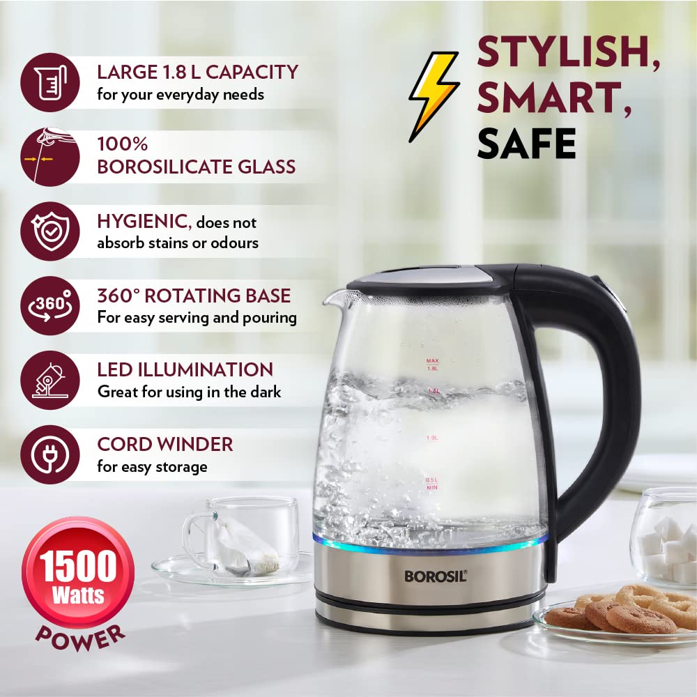 Kettle BOROSIL Glass Electric - 1.8 l
