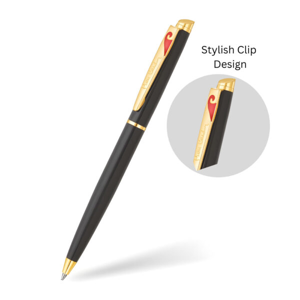 Pen PIERRE CARDIN Red Rose Ballpoint - Glossy Black