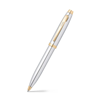Pen SHEAFFER 100 Ballpoint Bright Chrome - Gold Tone Trim