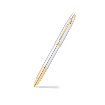 Pen SHEAFFER 100 Fountain Bright Chrome - Gold Tone Trim