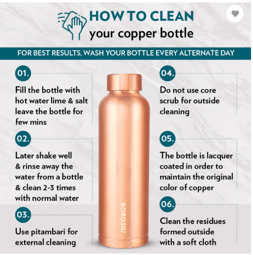 ECO Copper Bottle & Glass Set BOROSIL - 