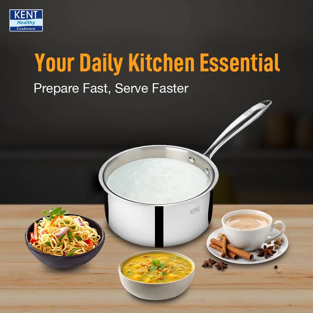 Sauce Pan with SS Lid KENT Tri-ply - 14 cm