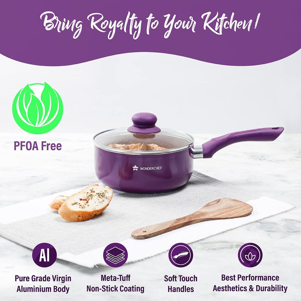 Sauce Pan with Lid WONDERCHEF Royal Velvet - 18 cm