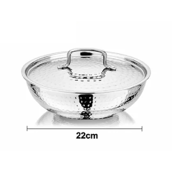 Deep Kadhai NIRLON Tri-Ply Hammerd DKD22 - 220 mm