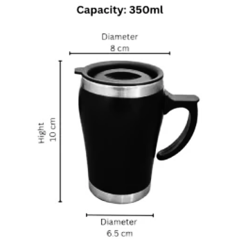 Coffee Mug WHITE LABEL with Handle & Lid - 350 ml