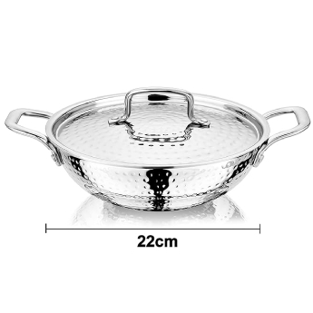 Deep Kadhai NIRLON Tri-Ply Hammerd DKD22 - 220 mm