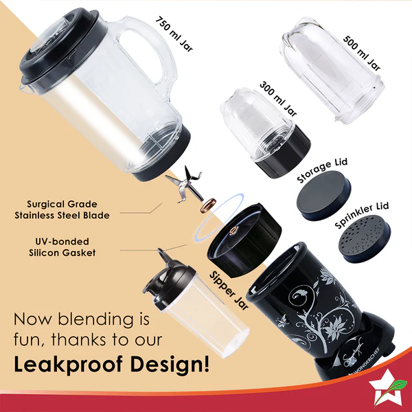 Blender Nutri-blend 3 Jar with Sipper WONDERCHEF - 500 W