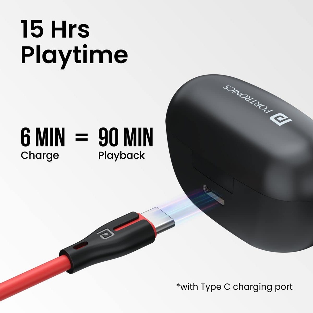 Earbuds PORTRONICS Harmonics Twins S5 - Black