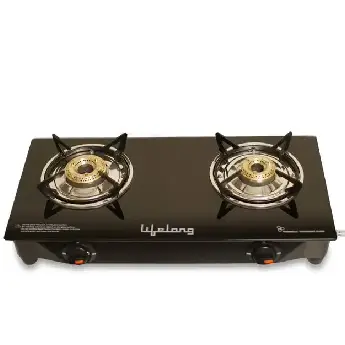 Gas Stove LIFELONG Glass Top - 2 Burner