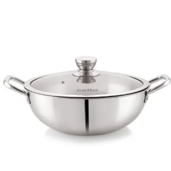 Kadai with Lid Glass Lid CELLO Tri-Ply Pro - 24 cm