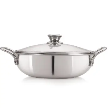 Deep Kadhai with Glass Lid NIRLON Tri-Ply DKD24 - 240 mm