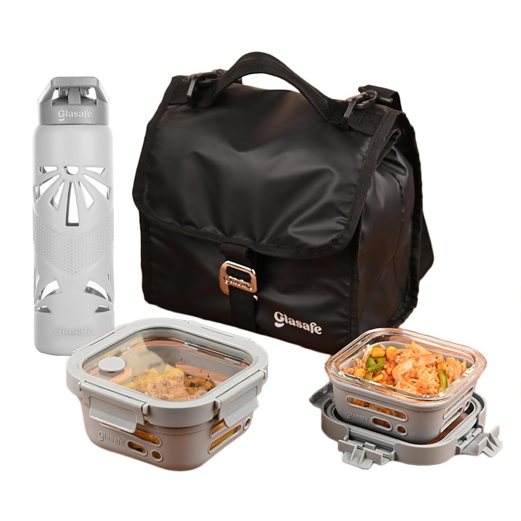 [GLASAFE SL GY 01] Lunch Box GLASAFE Snack Combo - Set of 3