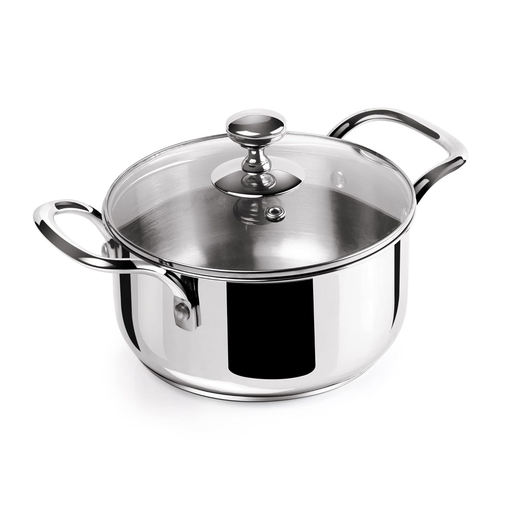[SSSC 18 WL] Casserole with Glass Lid MILTON Procook Tri-Ply - 2.3 l